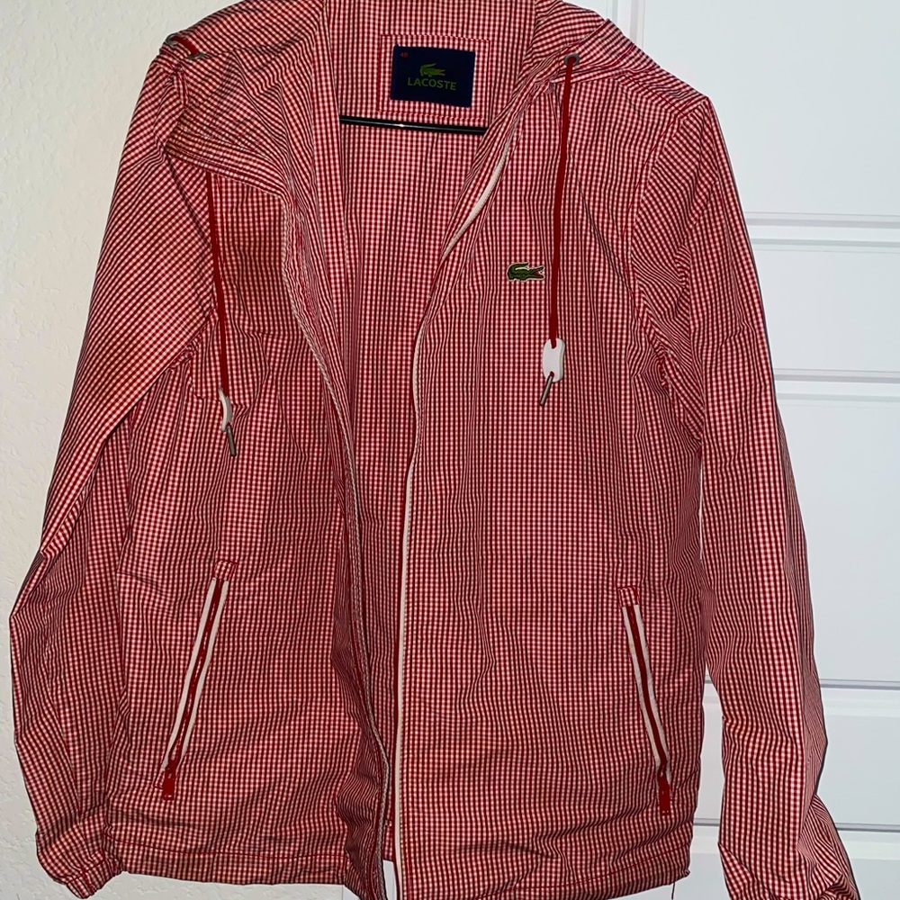 Lacoste zip-up jacket red medium